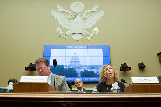 Kitty Block testifies before the U.S. House Energy and Commerce Committee regarding the Horseracing Integrity Act on Capitol Hill in Washington, D.C. in 2018. 